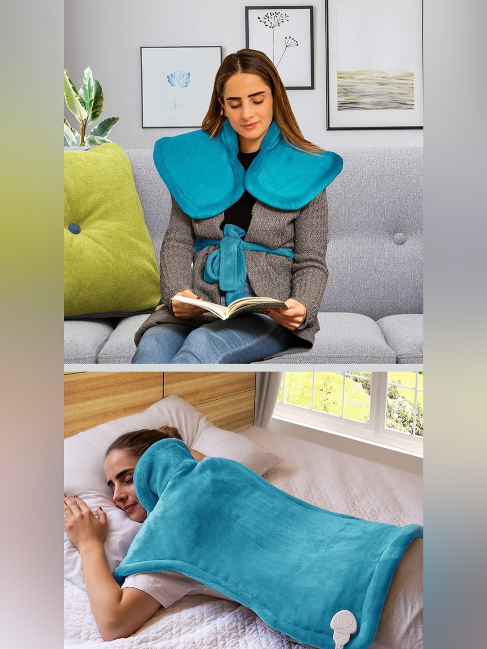 2/$25 Wantell Electric Neck & Back Warmer Heating Pad Wrap | Blue Plush